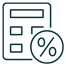 calculator icon with percentage symbol representing financial calculations and budgeting for effective money management and savings